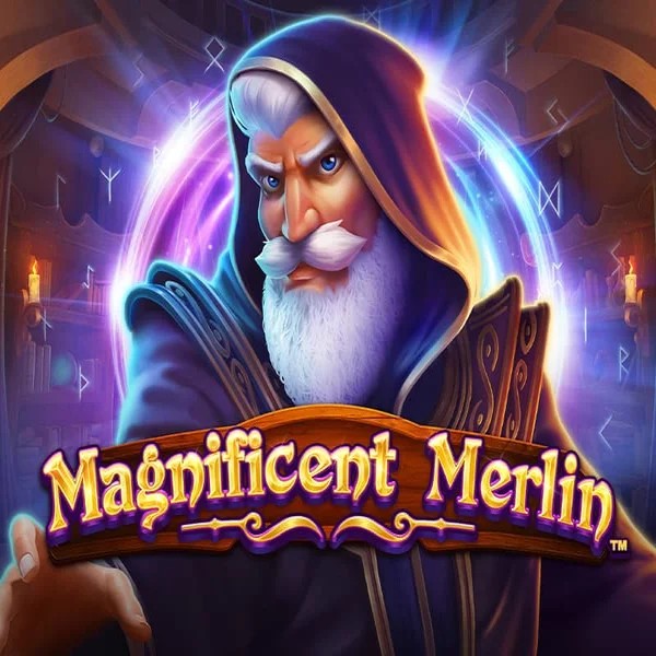 Magnificent Merlin slot logo by Greentube at Spinstein Casino